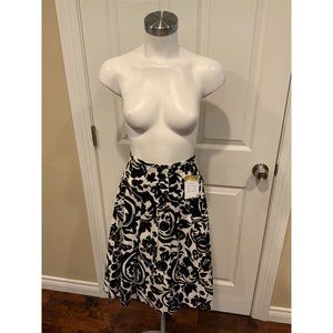 SAMANTHA SUNG Monochrome Floral A-Line Skirt